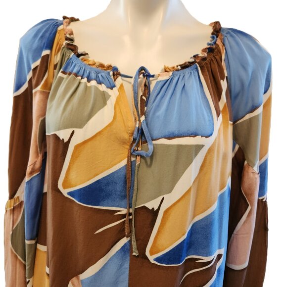 ❤️ 4/$20 Perch Blu Pepper Do It All top Women's 2XL Abstract peasant Keyhole tie - Picture 4 of 16